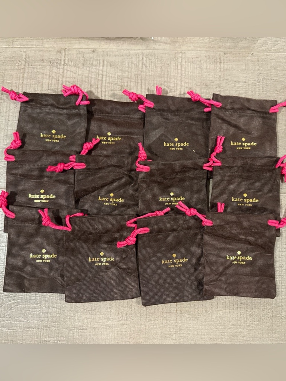12x Kate Spade Small Brown & Pink Drawstring Pouches